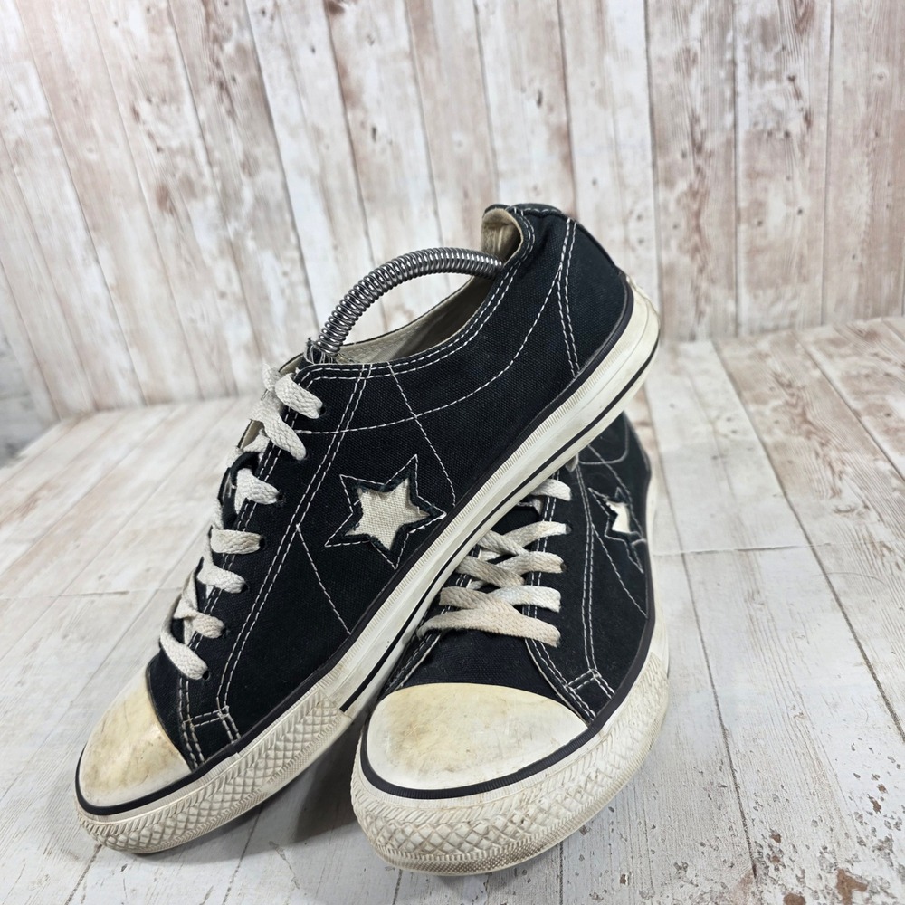 Converse One Star Mens 10 Black Canvas Low Top Sneakers 103639FT Skater Shoes - Picture 6 of 8